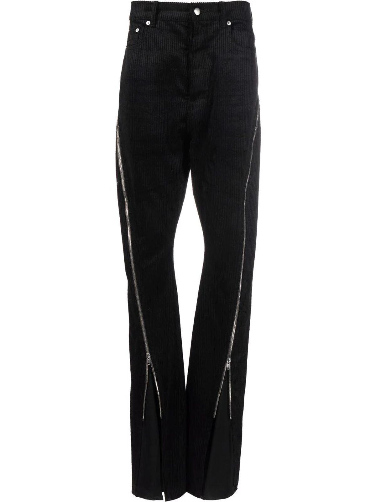 Rick Owens Black Bolan Zip-Detail Flared Corduroy Trousers