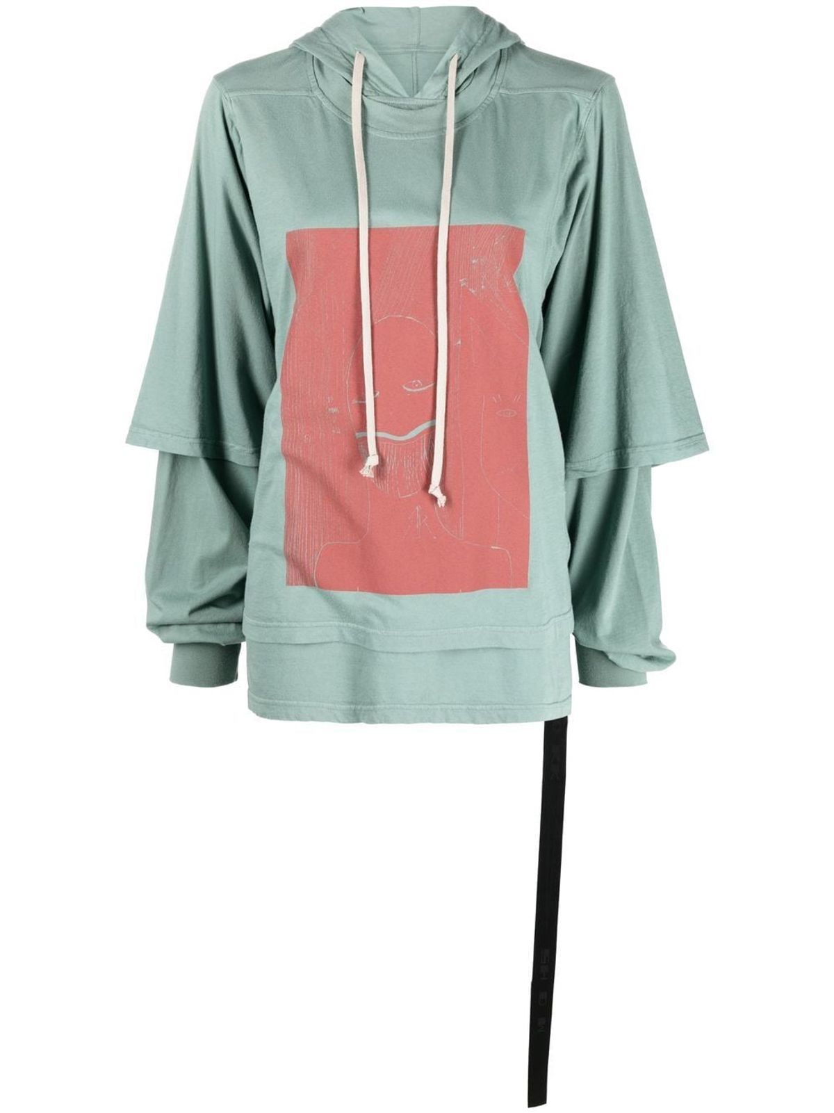Rick Owens Graphic Print Hoodie In Green