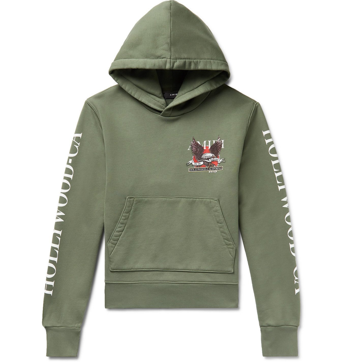 Amiri Green Printed Loopback Cotton-Jersey Hoodie