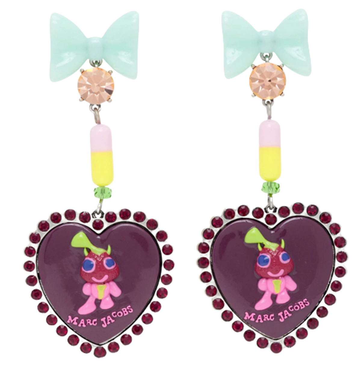 Heaven Multicolor Elliot Shields Strawberry Cameo Earrings