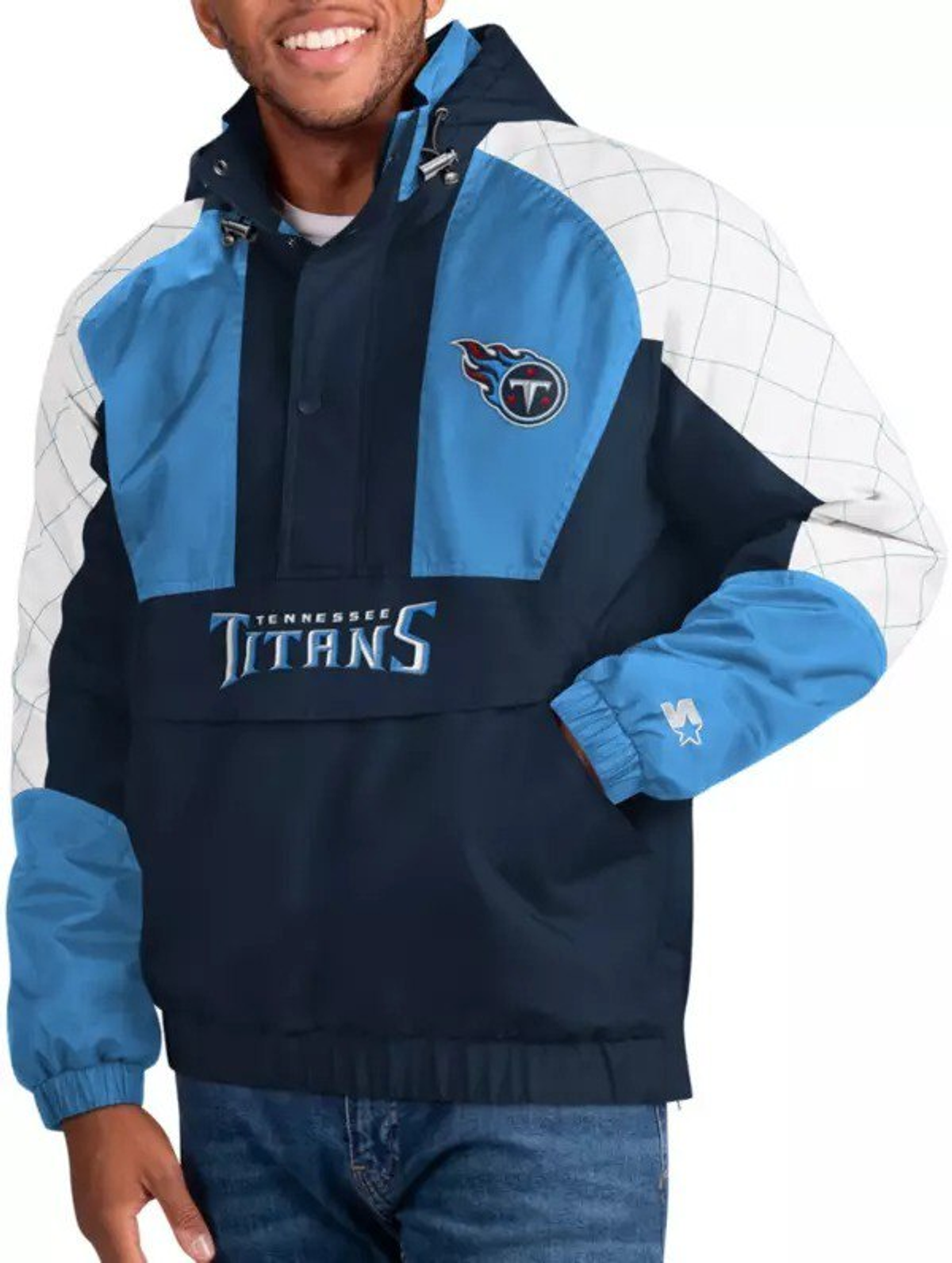 Tennessee Titans Body Check Navy And Blue Pullover Jacket