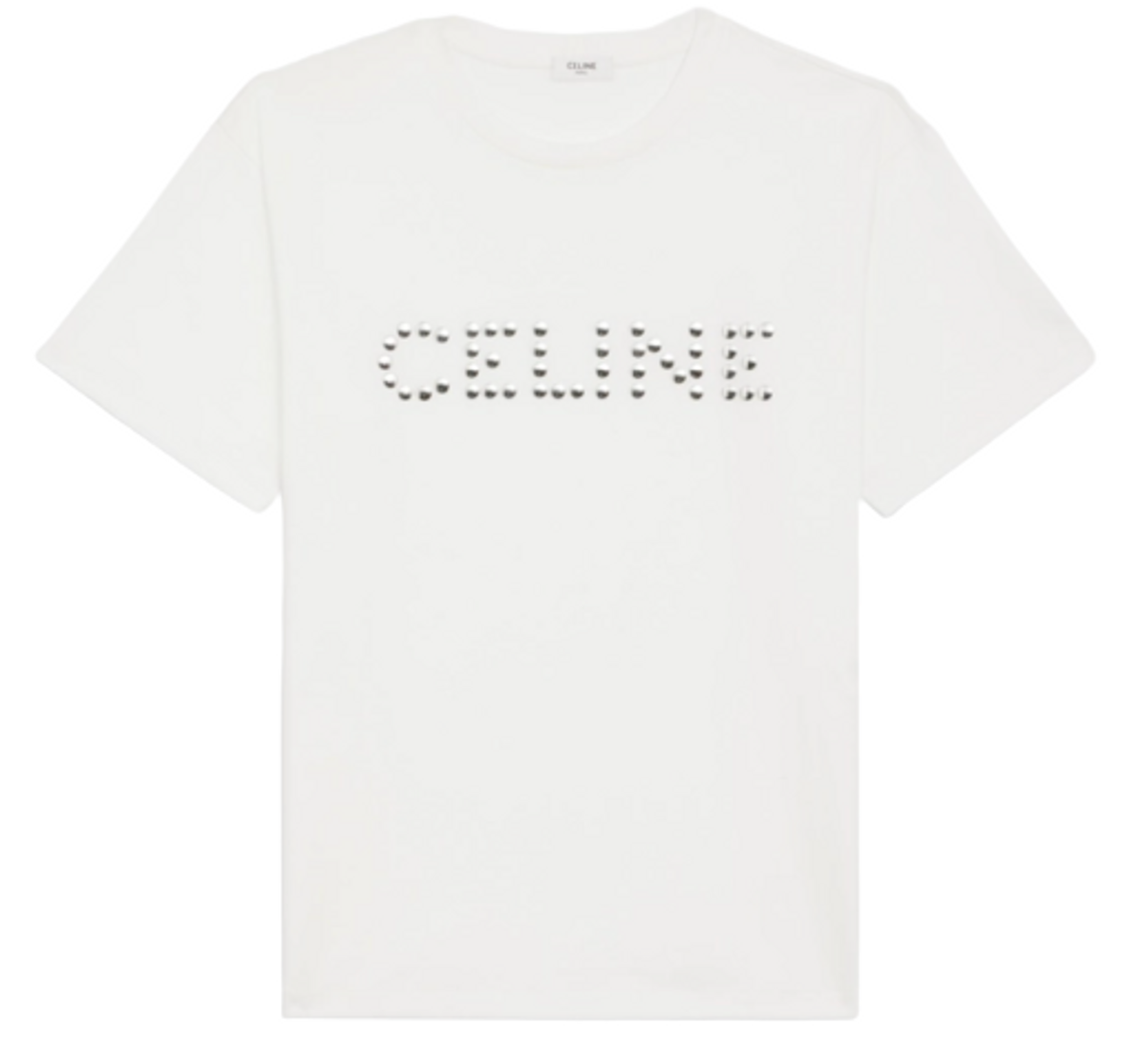 Celine Loose Celine Cotton Jersey With Studs White/ Silver TShirt