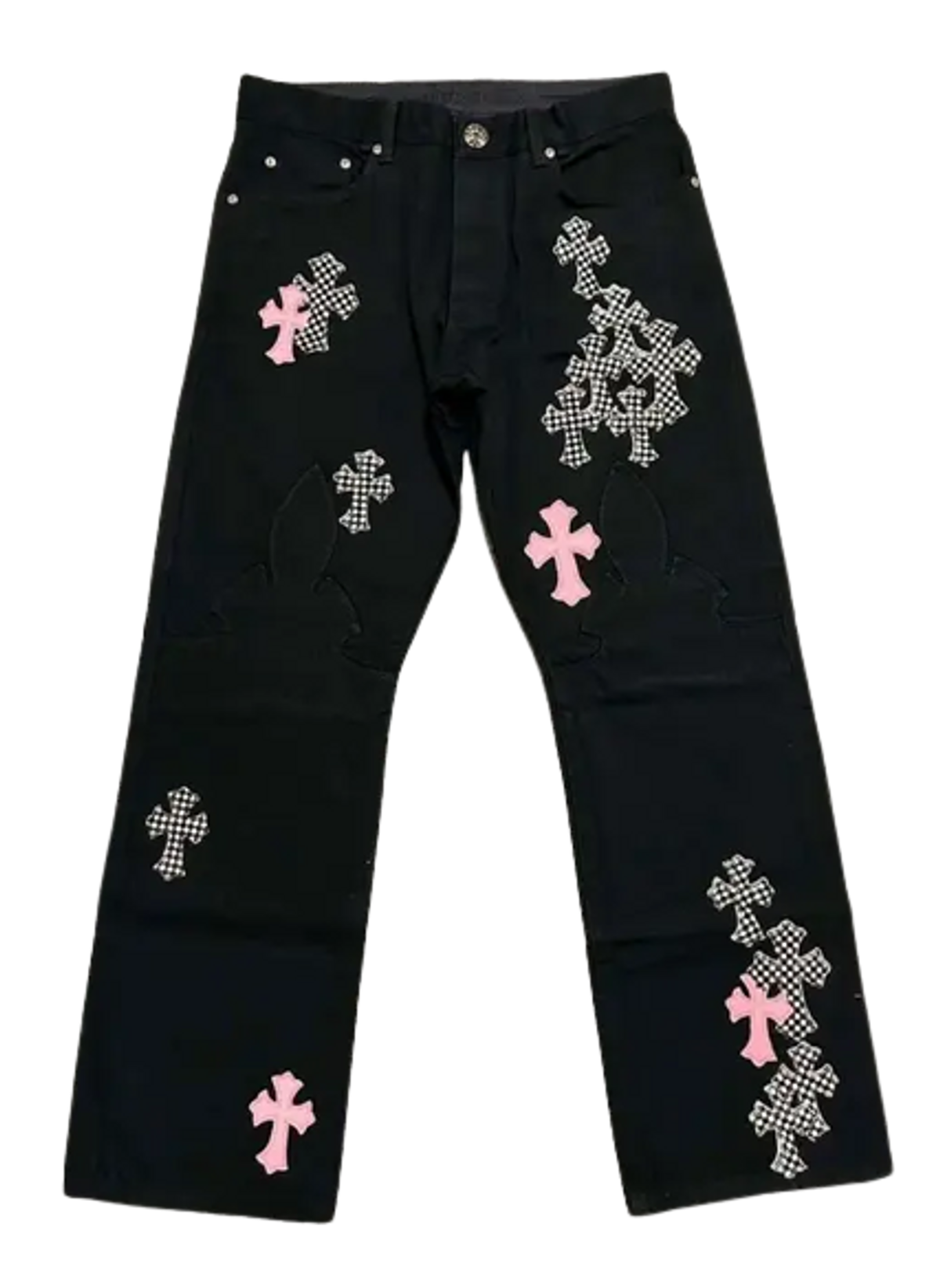 Chrome Hearts Pink Hair Patches Jeans