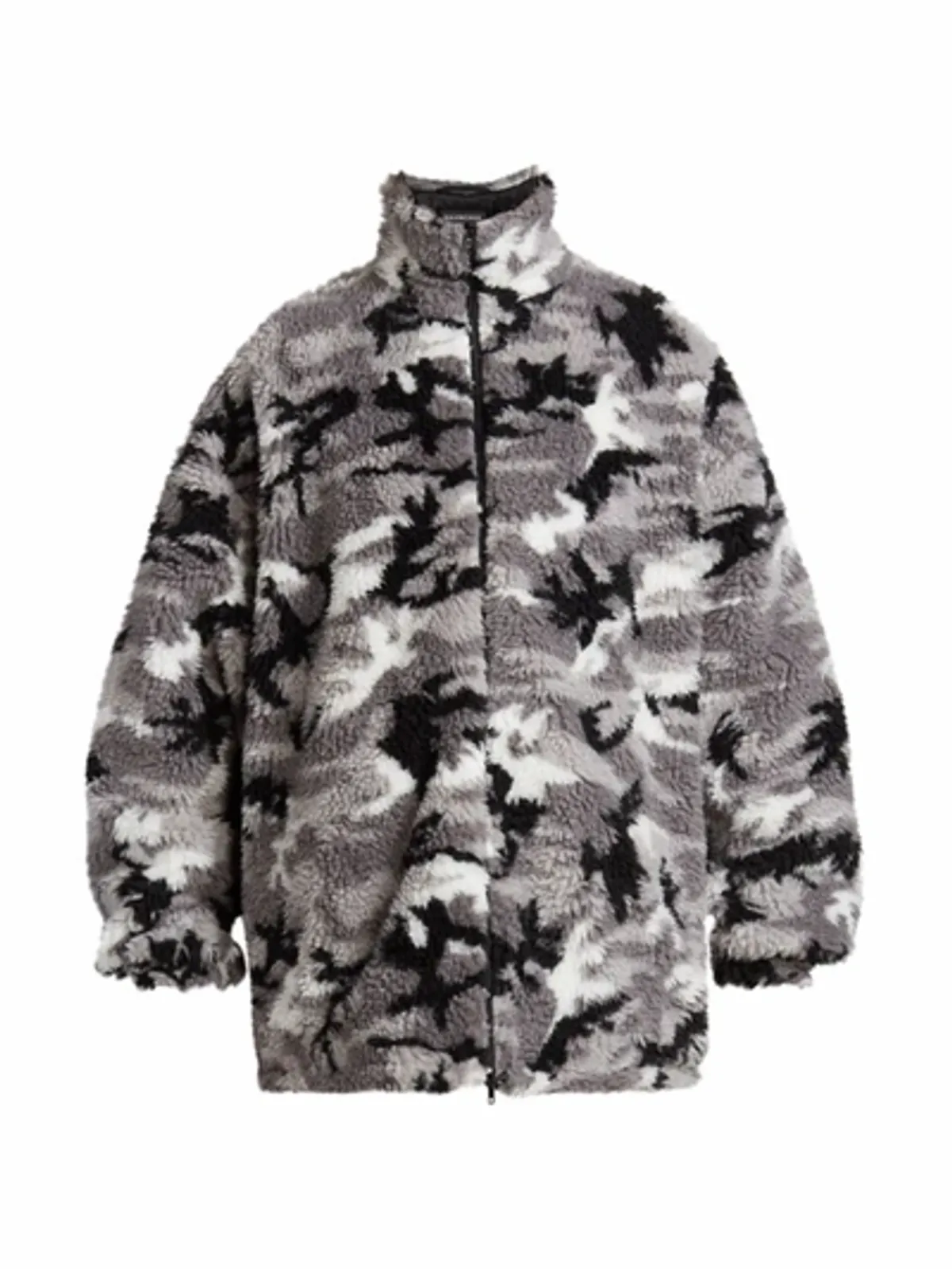 Balenciaga Grey Camo-Print Fleece Zip-Up Jacket