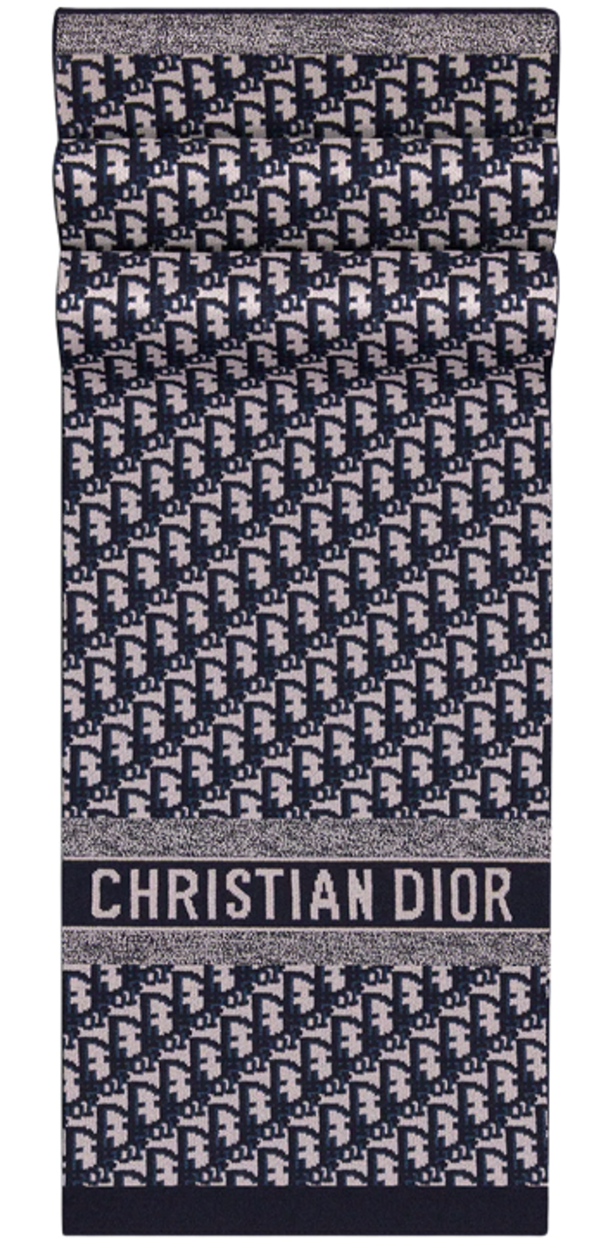 Dior Navy Blue Technical Cashmere Oblique Scarf