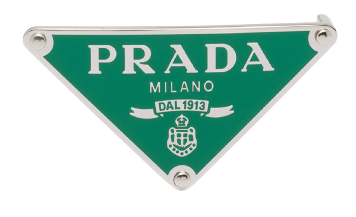Prada Mango Triangle Logo Metal Belt Buckle
