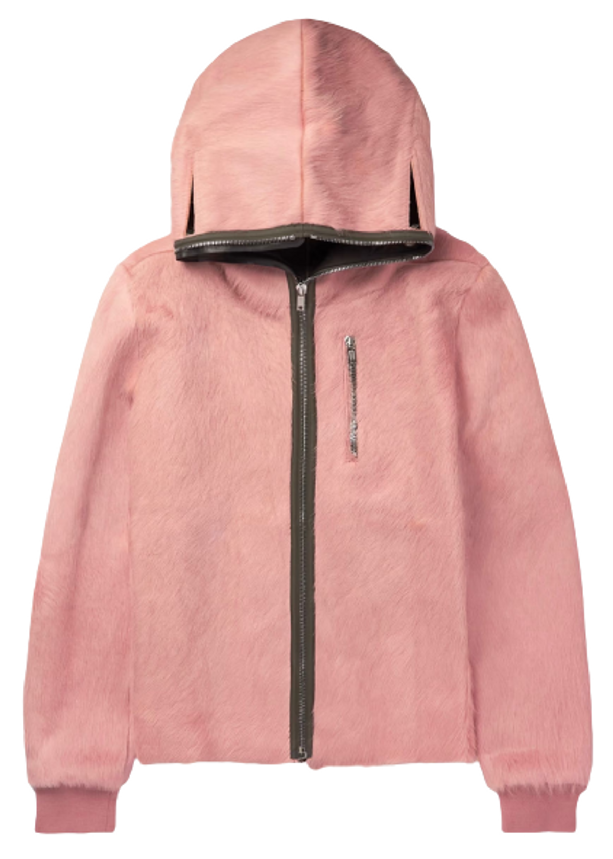 Rick Owens Calf Hair Pink Hooded Jacket