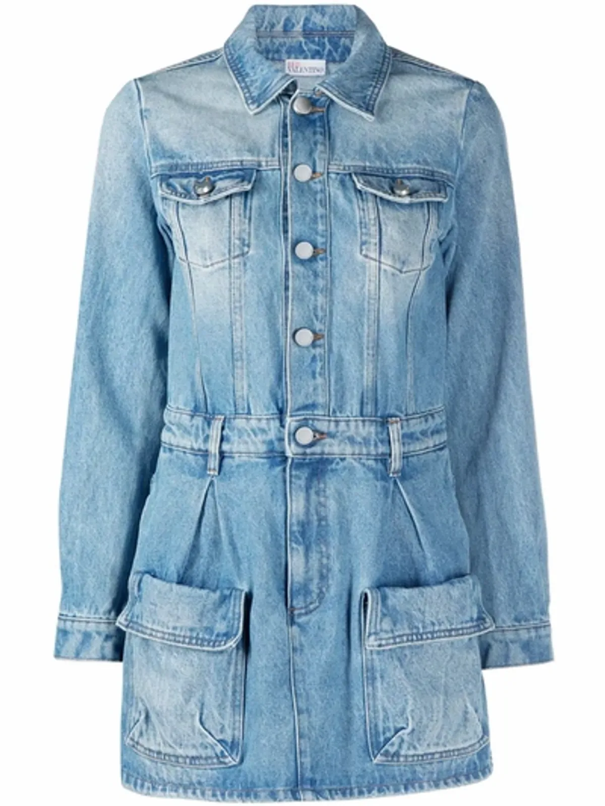 REDValentino Blue Denim Buttoned Playsuit