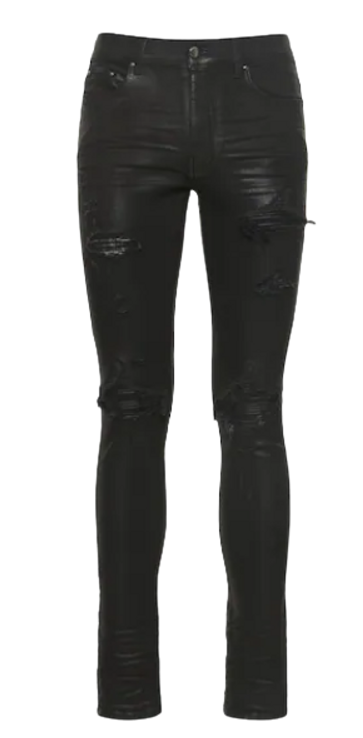 Amiri Mx1 Distressed Coated Slim Leg Jeans