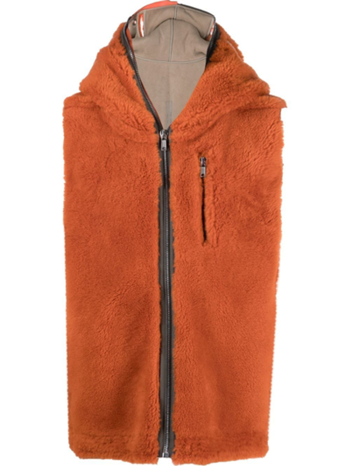 Rick Owens Hooded Shearling Orange Gilet