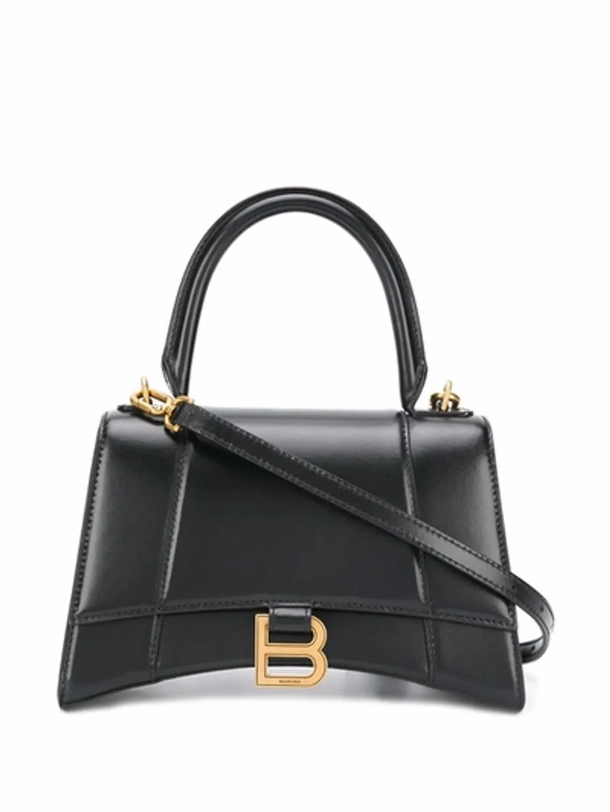 Balenciaga Hourglass Leather Top Handle Bag In Black