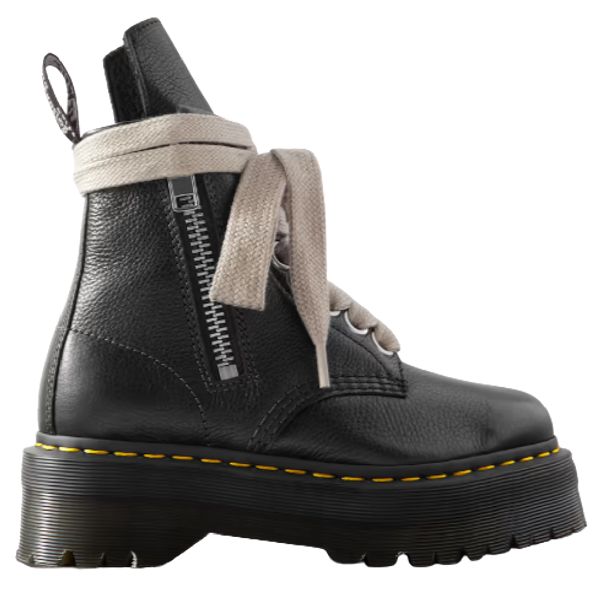 Rick Owens × Dr. Martens Textured Leather Black Ankle Boots