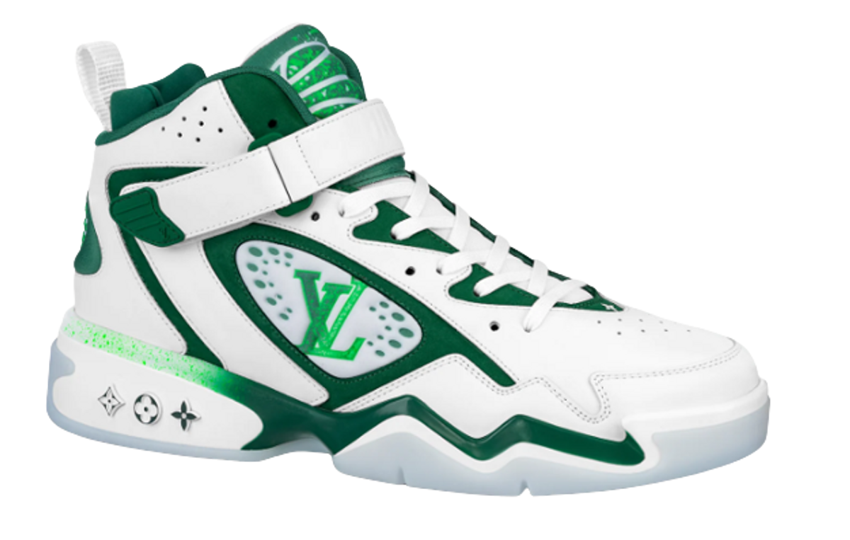 Louis Vuitton White Green Trainer Sneakers