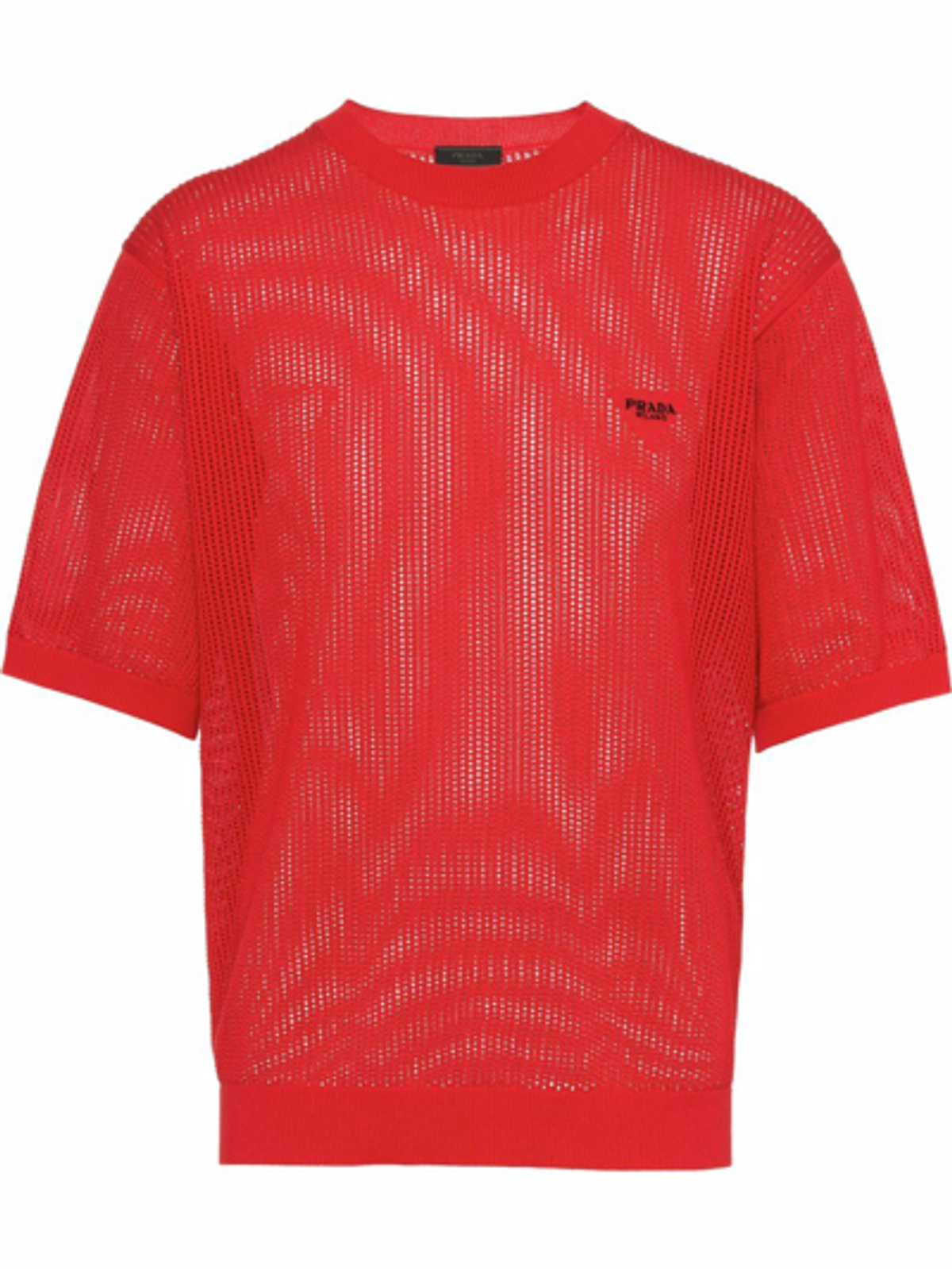 Prada Silk Cotton Mesh Red Knit Sweater