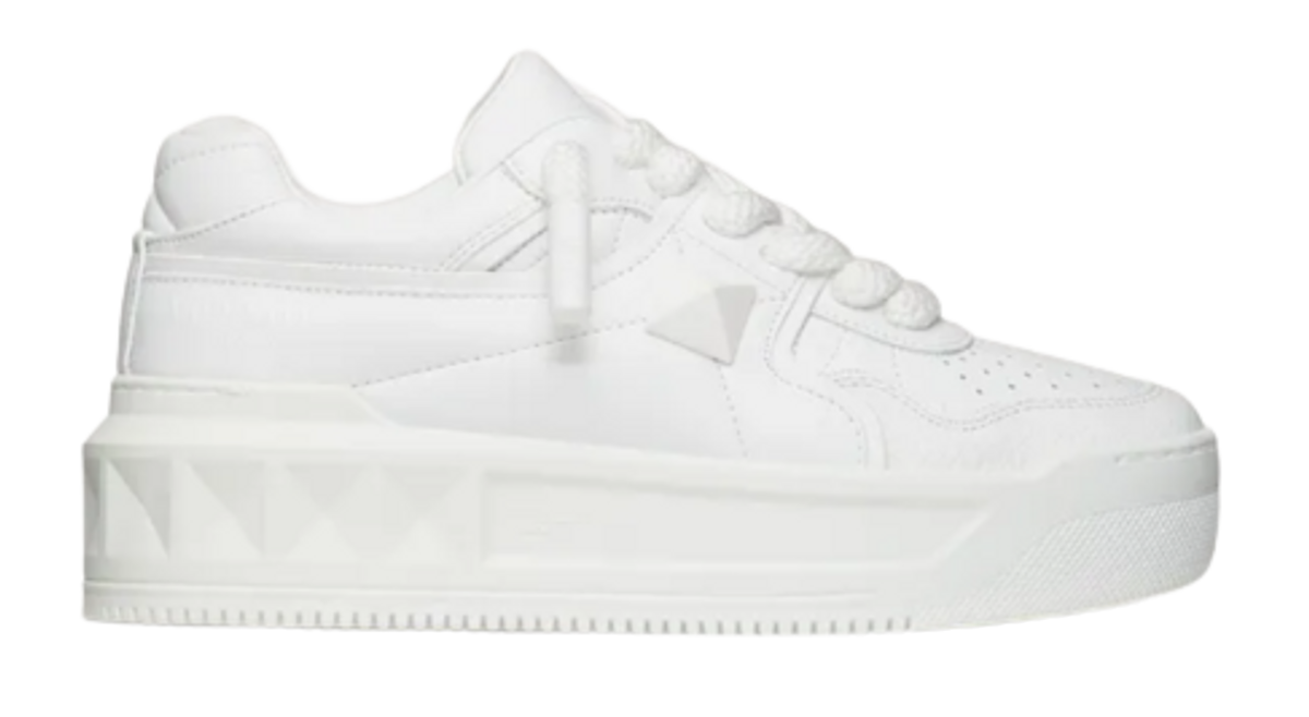 Valentino One Stud Nappa Leather White Sneakers