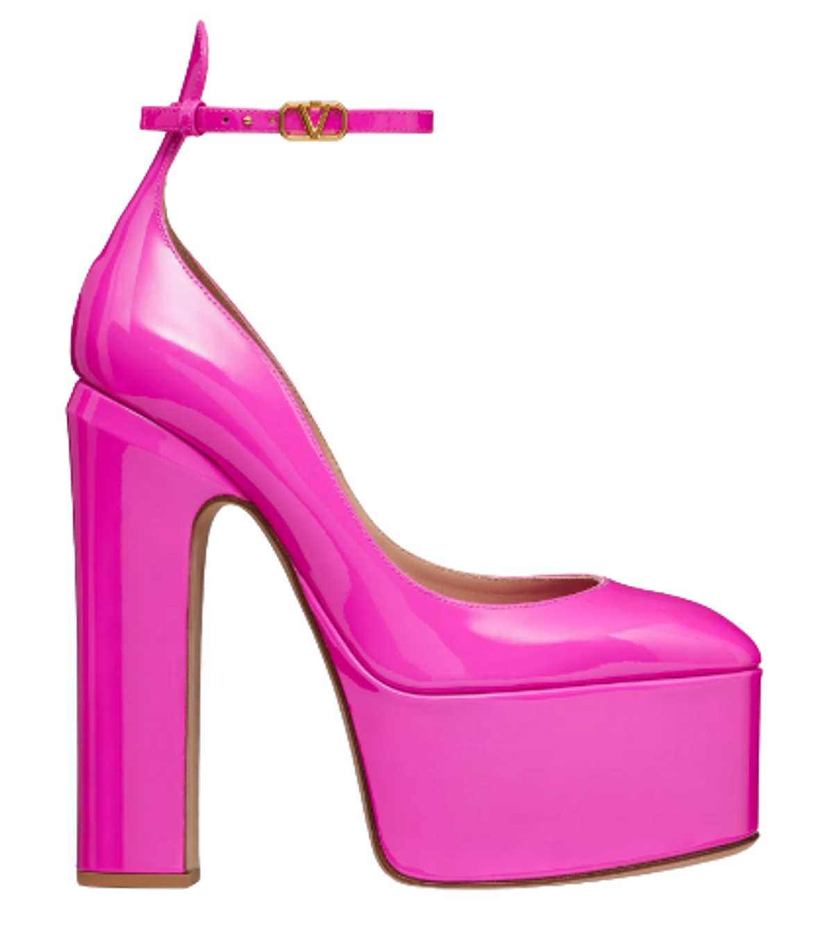 Valentino Patent Leather Ankle Strap Platform Pumps