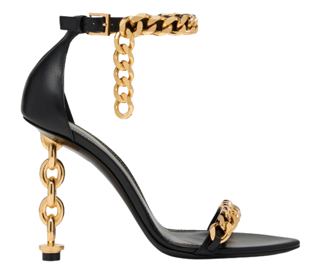 Tom Ford Leather Chain Ankle Black Sandals