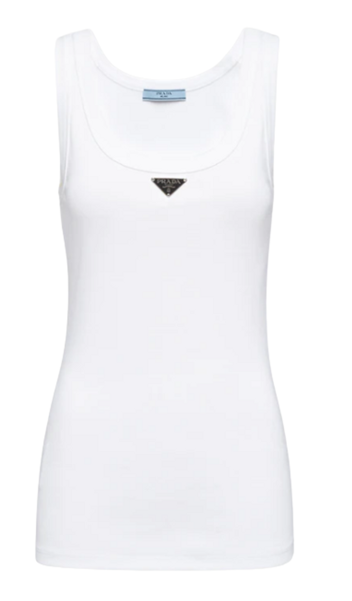 Prada Logo White Detailed Jersey Tank Top