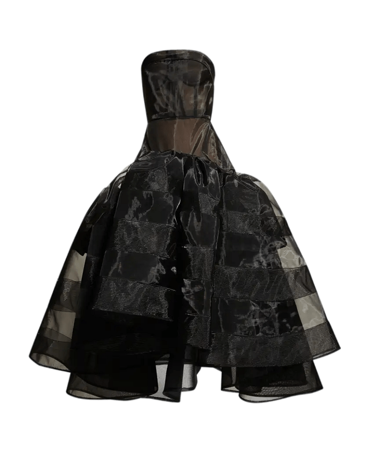 Bach Mai Strapless Corset Fit-&-Flare Black Silk Gown