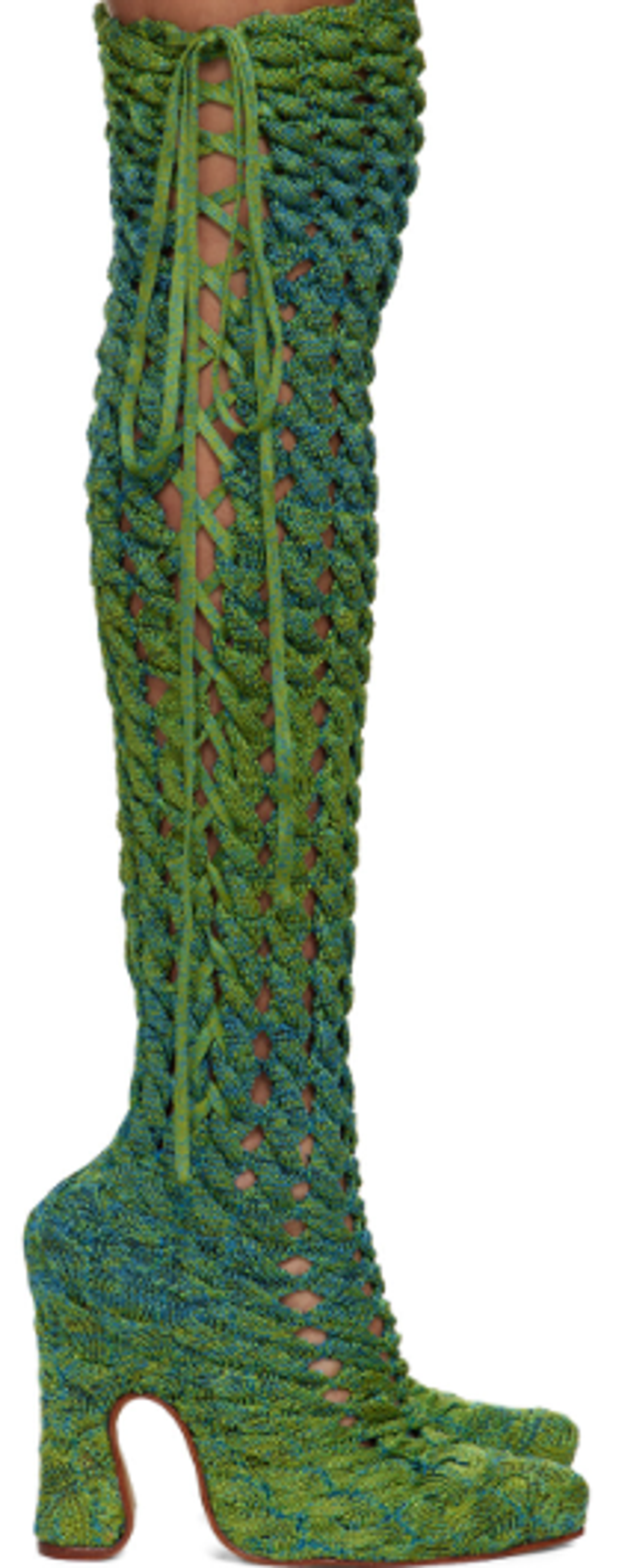 Isa Boulder Blue And Green Spiral Tall Boots