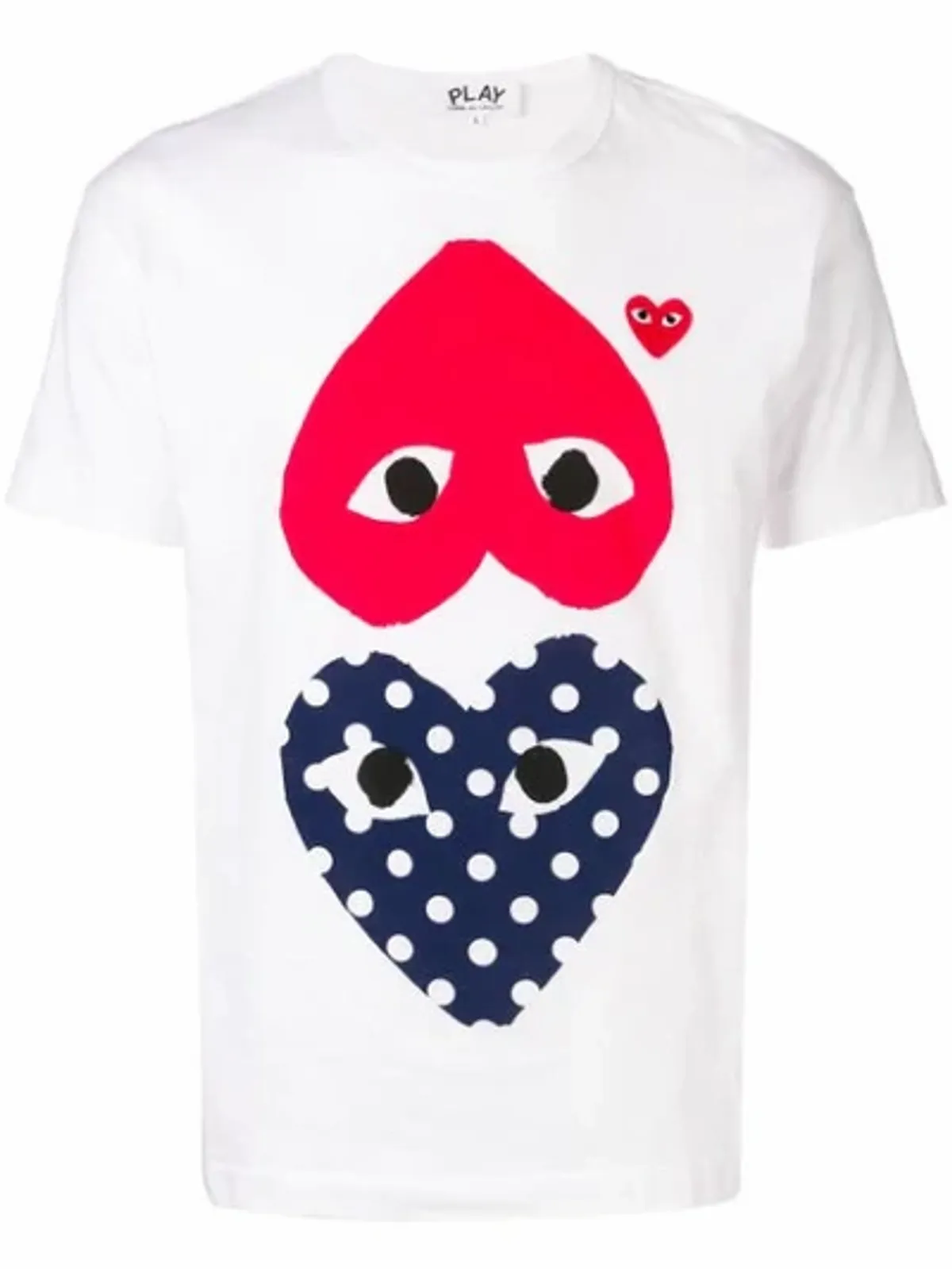 Comme Des Garcons Polka-Dot And Red Heart-To-Heart Graphic Tee