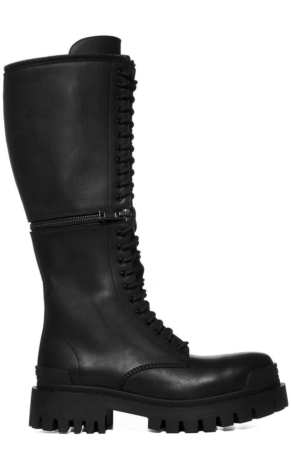 Balenciaga Master Convertible Knee-high Leather Black Combat Boots