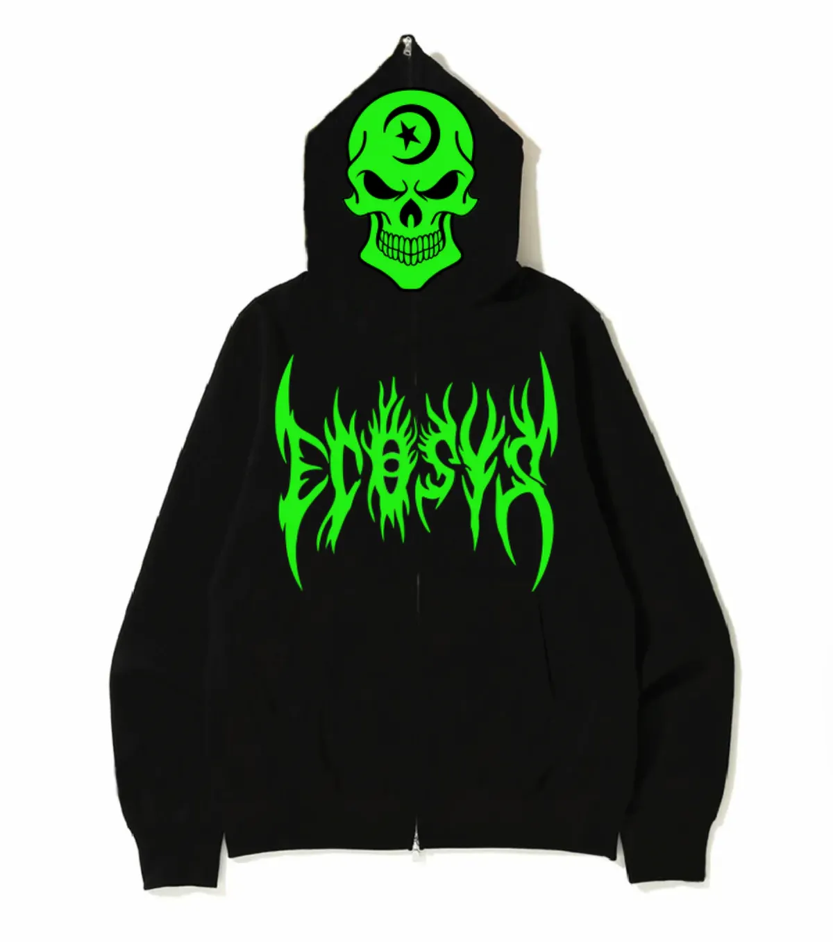 Ecosys La Green Devil Full Zip Black Hoodie