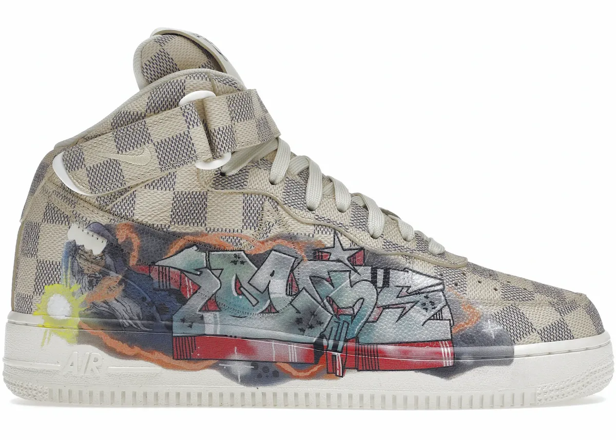 Louis Vuitton × Nike Air Force 1 Mid By Virgil Abloh Graffiti Sneakers