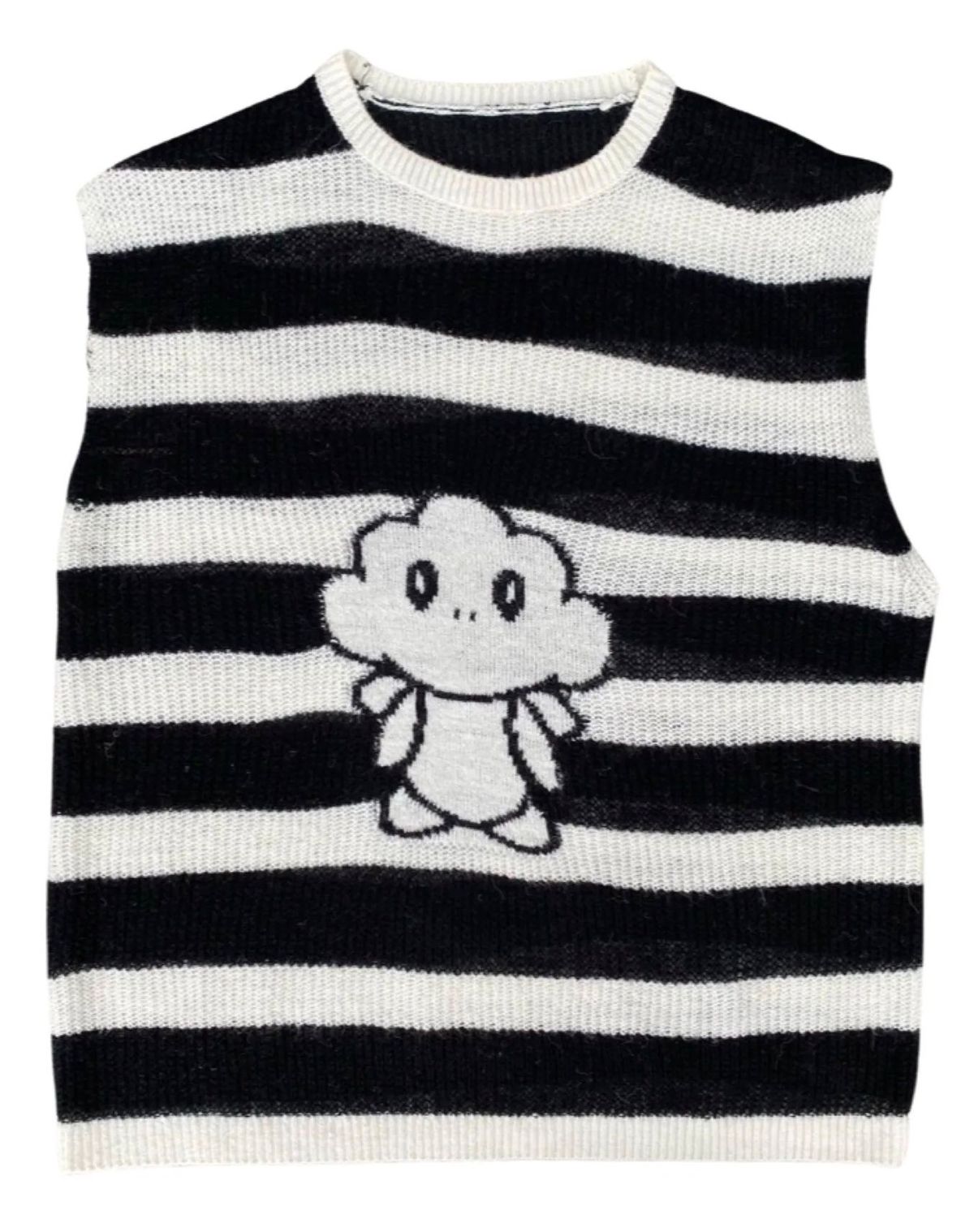 DazeInBlue Black and White Stripped Knit Vest