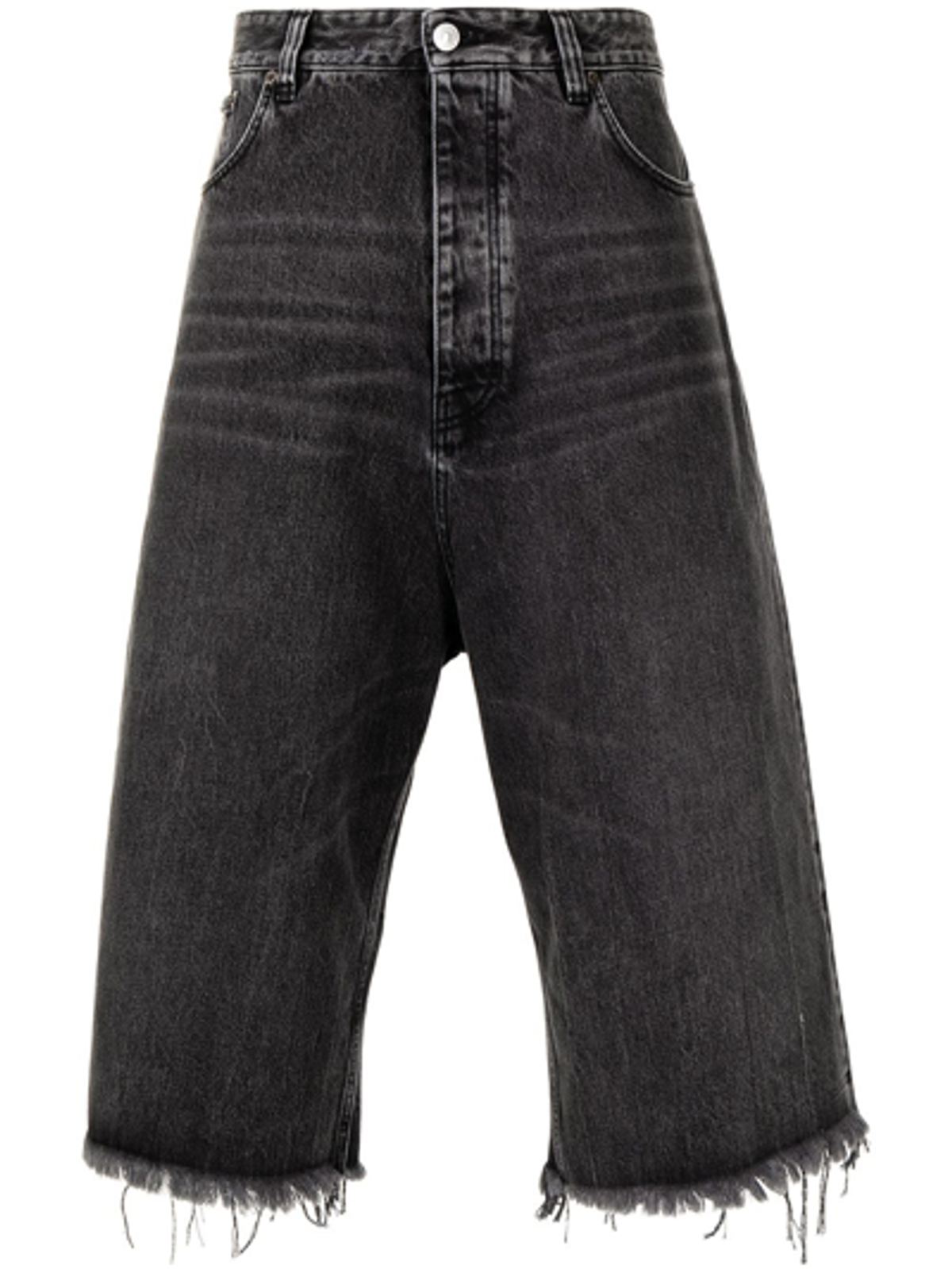 Balenciaga Black Supercropped Raw-Edge Denim Culottes