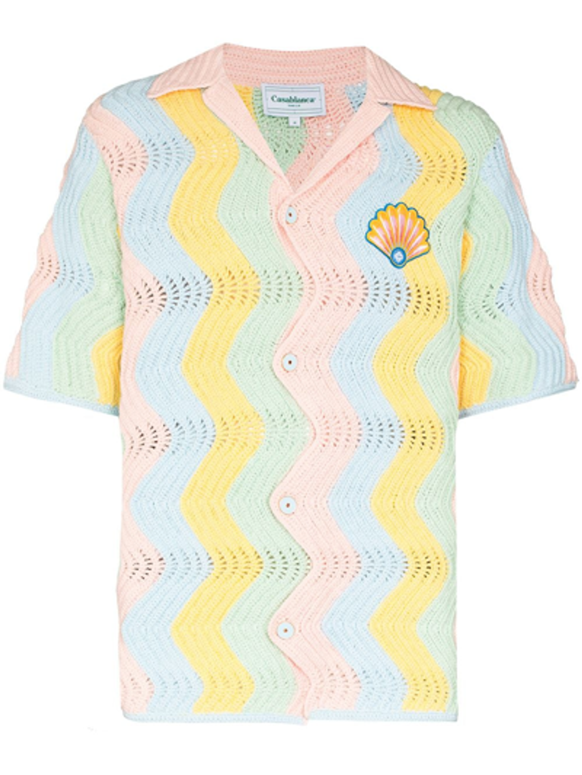 Casablanca Shell Wave Crochet Short-Sleeve Shirt