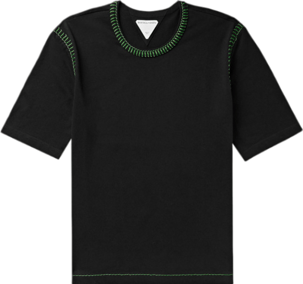 Bottega Veneta Cotton Jersey Contrast Stitching Black T-Shirt