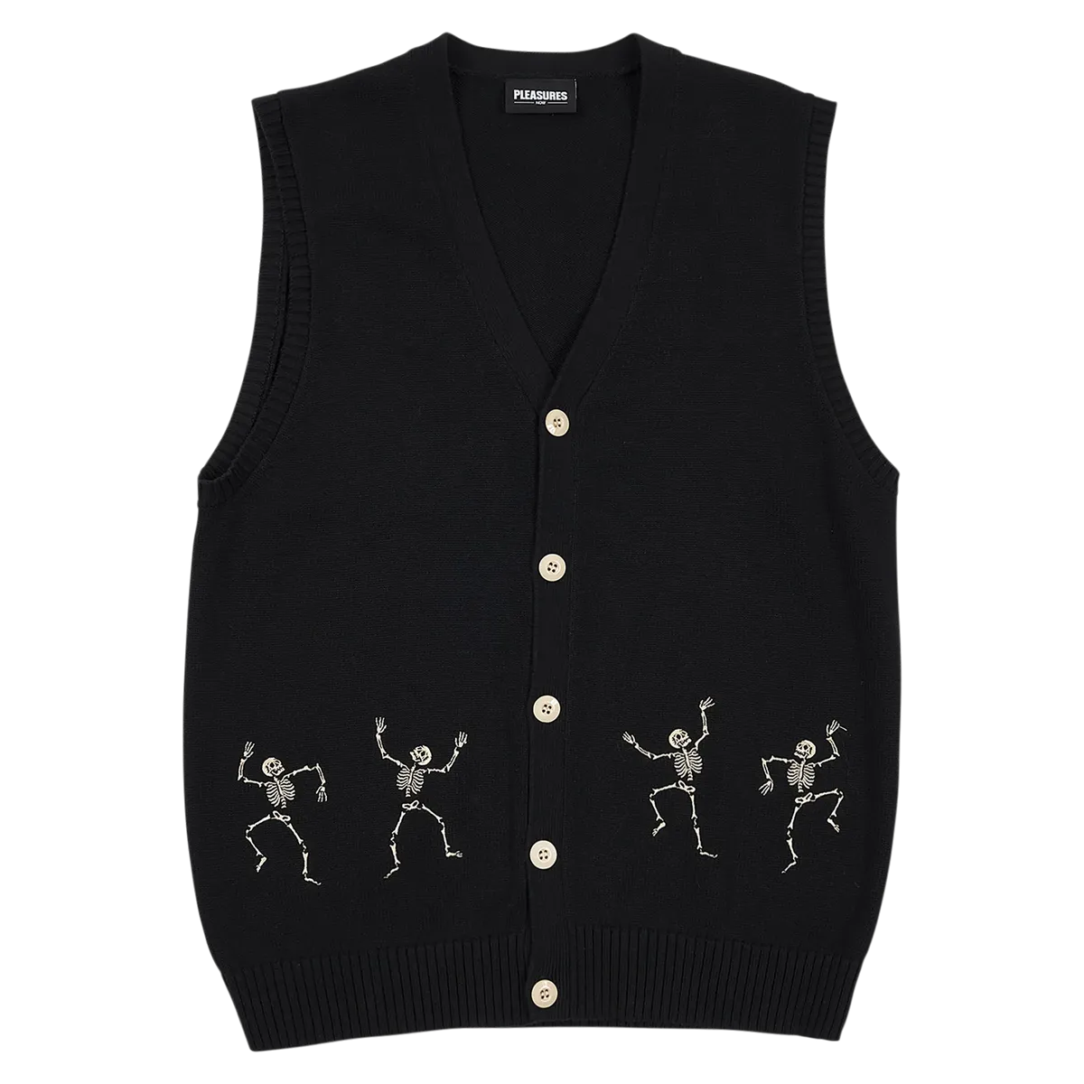 Pleasures Bones Black Cardigan Vest