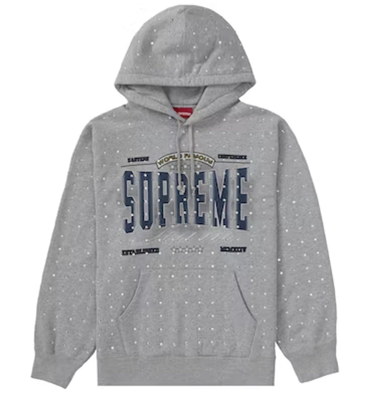 Supreme Heather Grey Rhinestone Hoodie