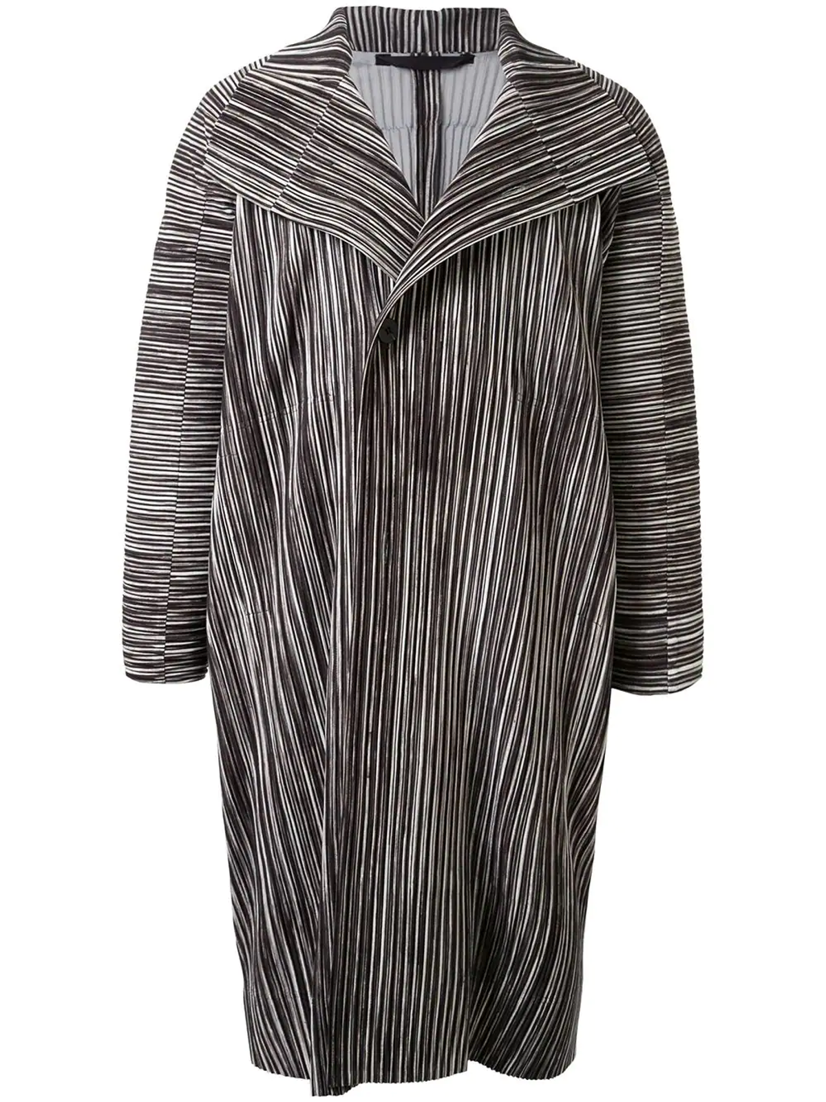 Issey Miyake Black Pleated Striped Coat