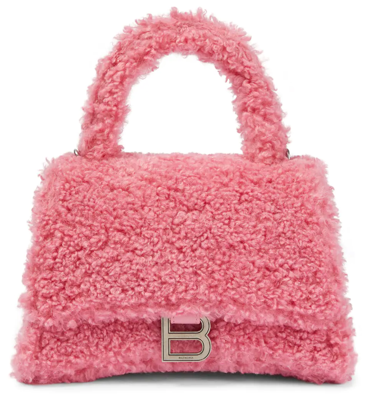 Balenciaga Sweet Pink Hourglass Small Shearling Tote Bag