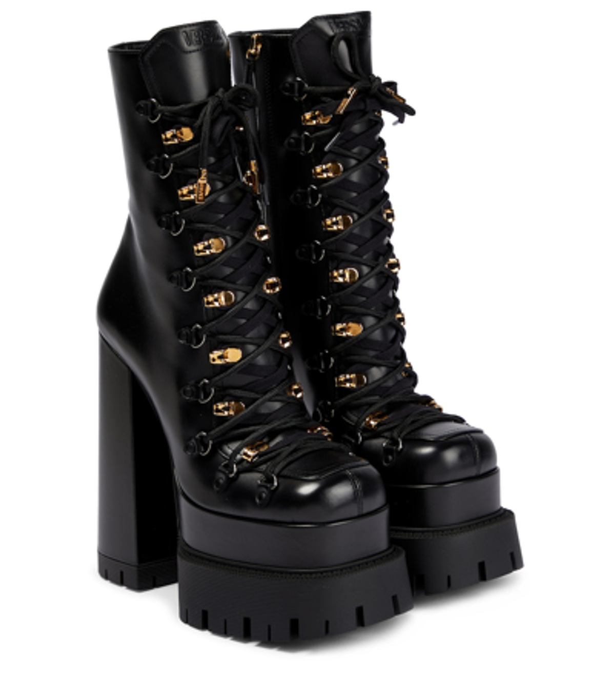Versace Aevitas Lace-Up Leather Ankle Nero-Oro Boots
