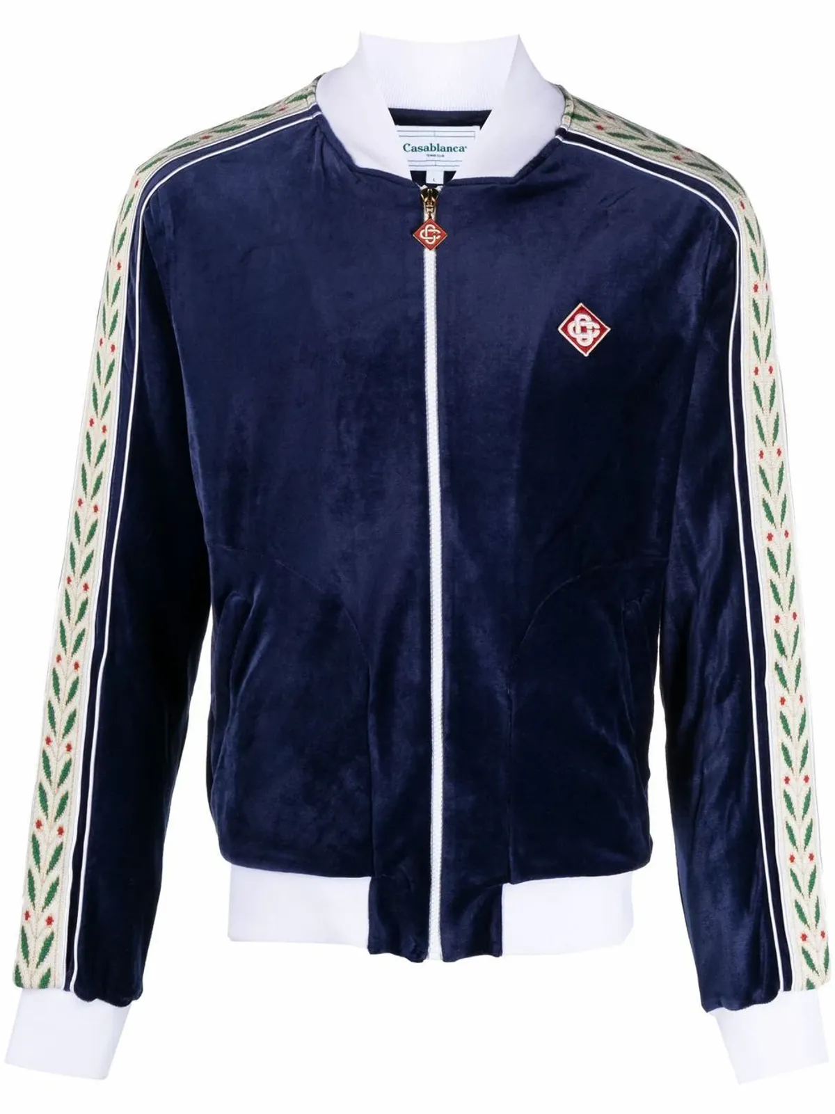 Casablanca Laurel Slim-Fit Webbing-Trimmed Velour Track Jacket