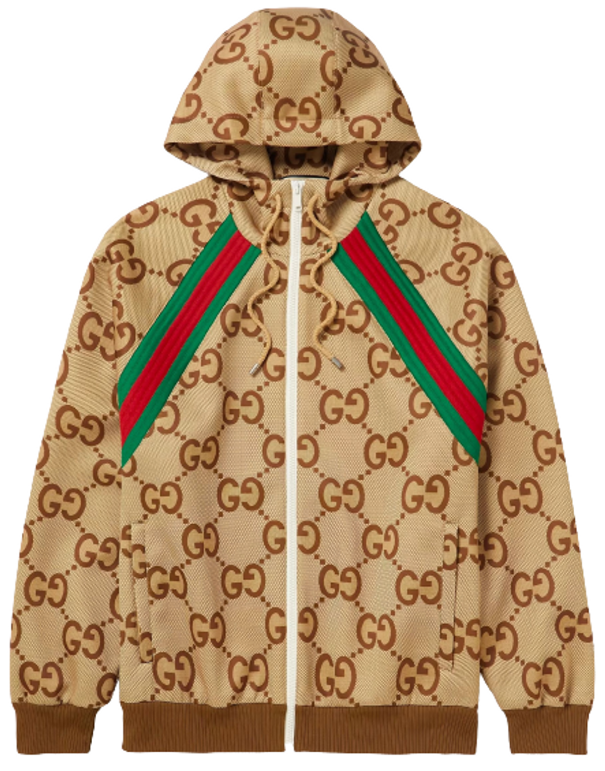 Gucci Webbing-trimmed Logo-print Stretch-jersey Hooded Jacket In Black