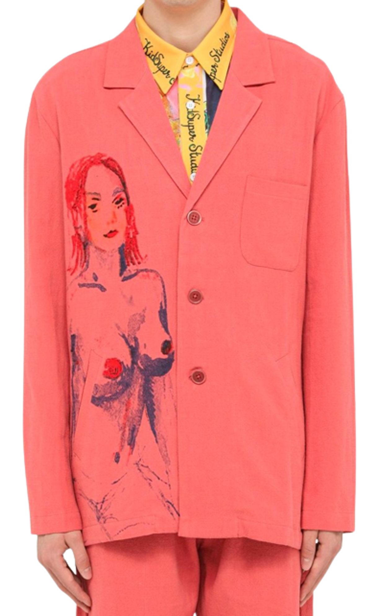 KidSuper Coral Portrait Single-Breasted Jacket