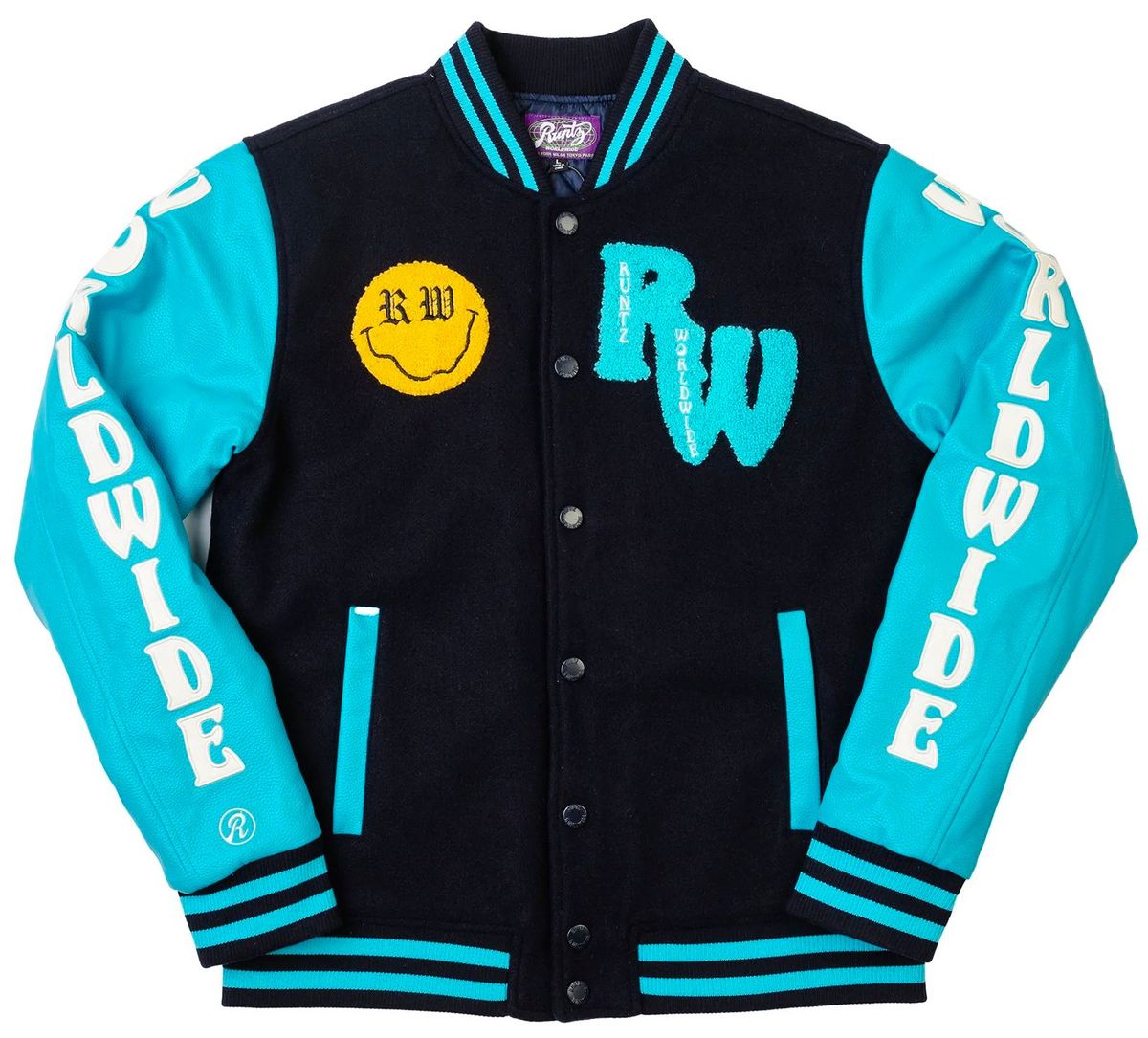 Runtz Runtz Winkz Navy Varsity Jacket | WHATโS ON THE STAR?