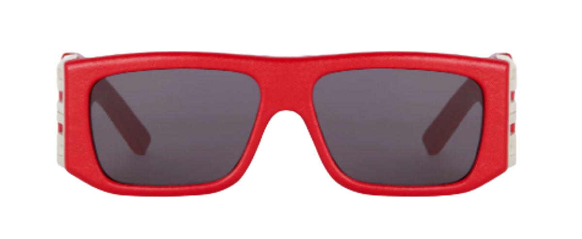 Givenchy Red Quilted Leather And Acetate 4G Sunglasses