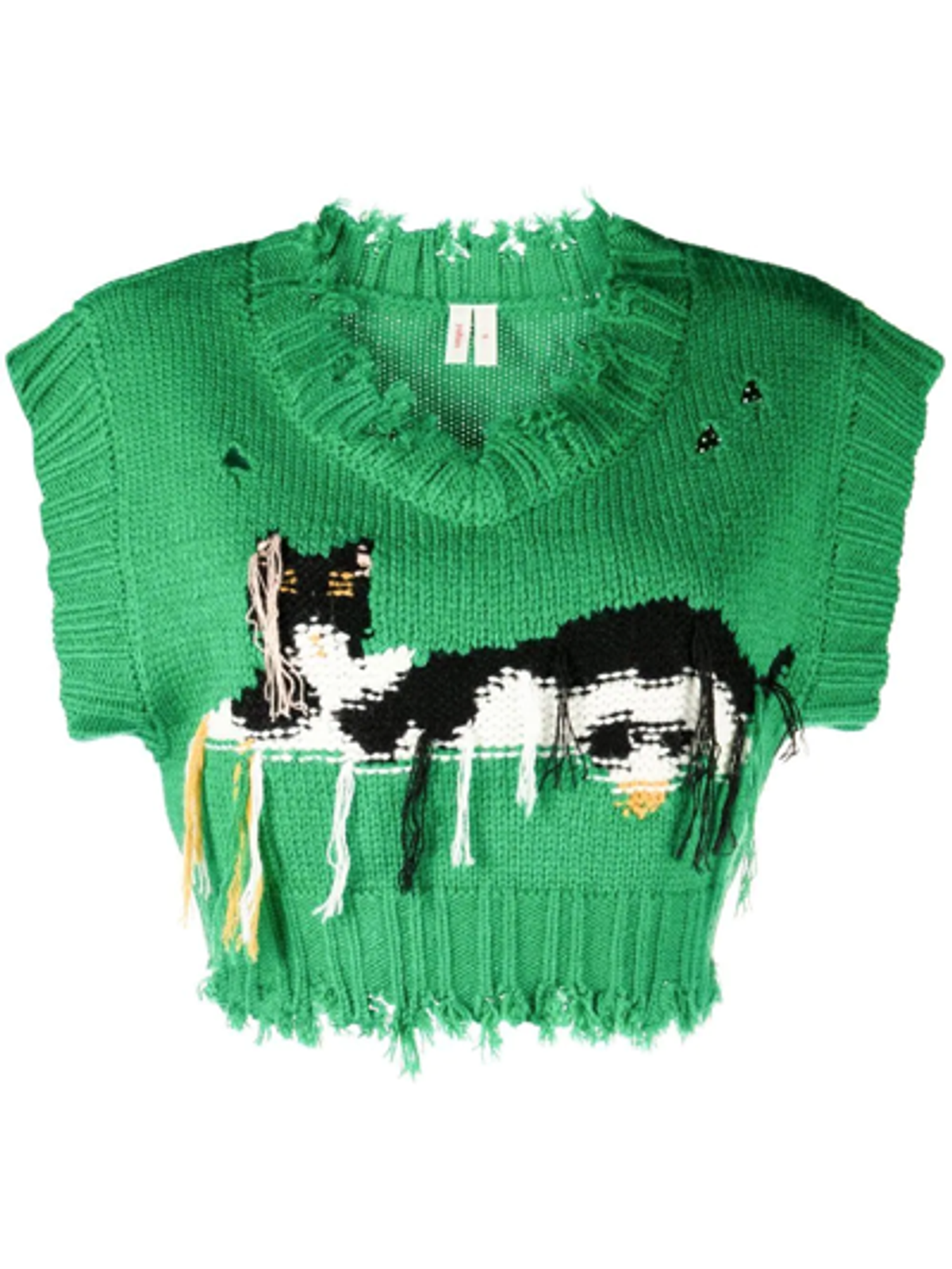 Yuhan Wang Patterned Intarsia-Knit Green Vest