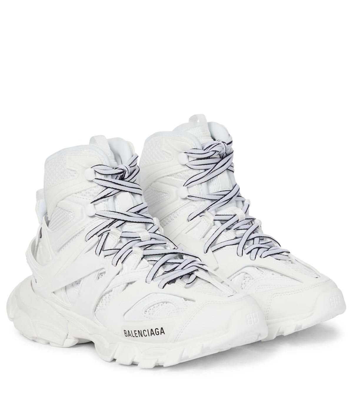 Balenciaga Track Hike Panelled Faux-leather High-top Trainers In White