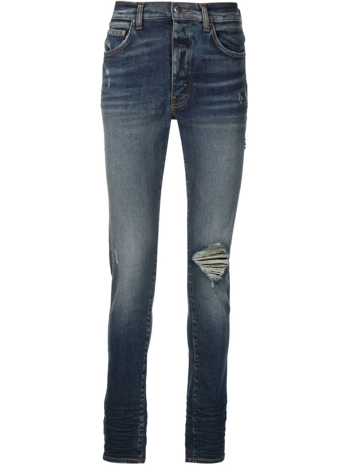 Amiri Distressed-Effect Blue Skinny Jeans