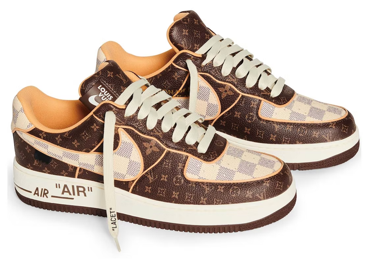 Louis Vuitton × Nike Air Force 1 Low LV Monogram Brown Damier Azur Sneakers
