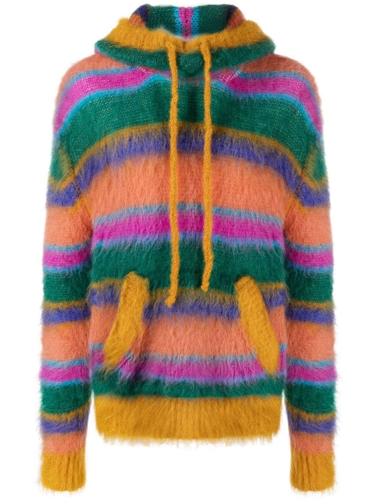 Marni Striped Intarsia-Knit Hooded Sweater