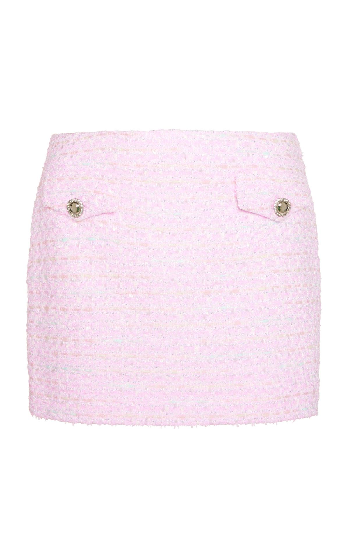 Alessandra Rich Tweed Lurex Pink Mini Skirt