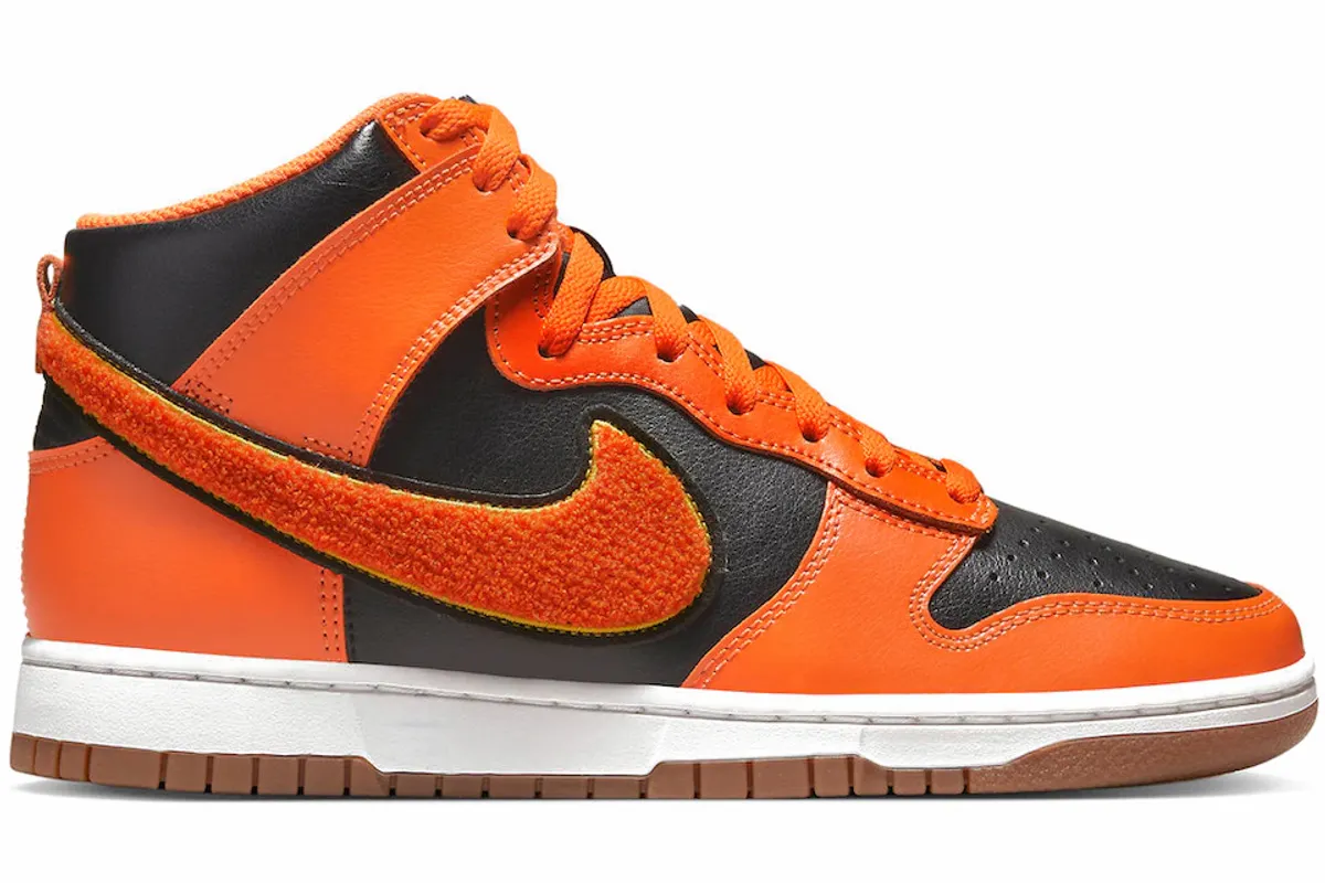 Nike Dunk High University Chenille Swoosh Safty Orange Sneakers