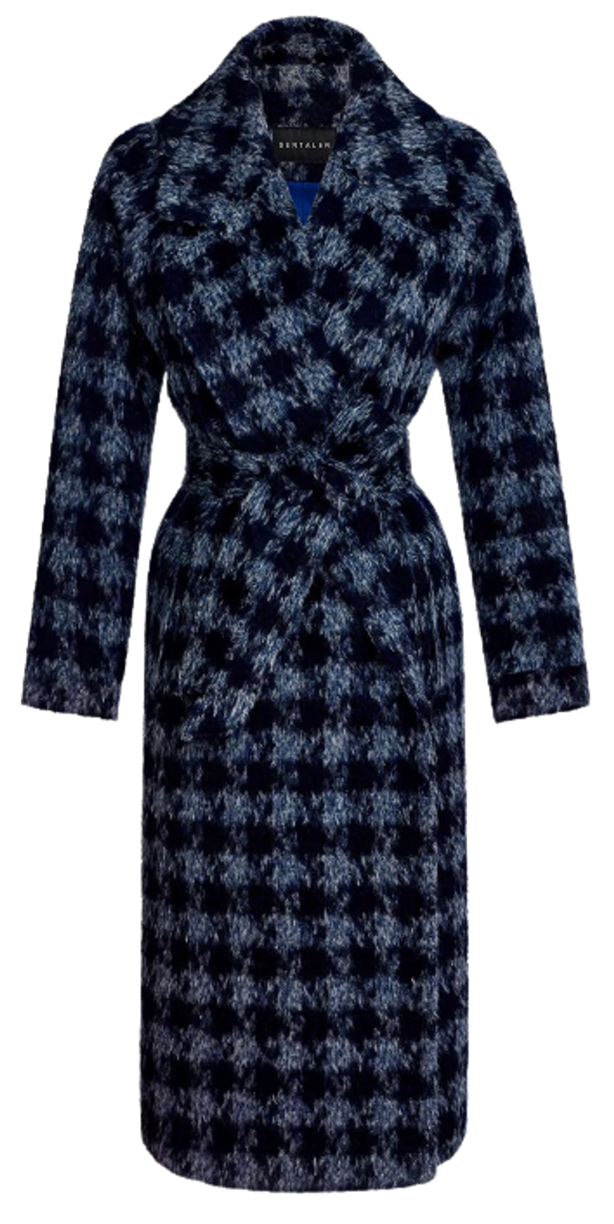 Sentaler Houndstooth Alpaca Long Raglan Sleeve Notched Collar Coat